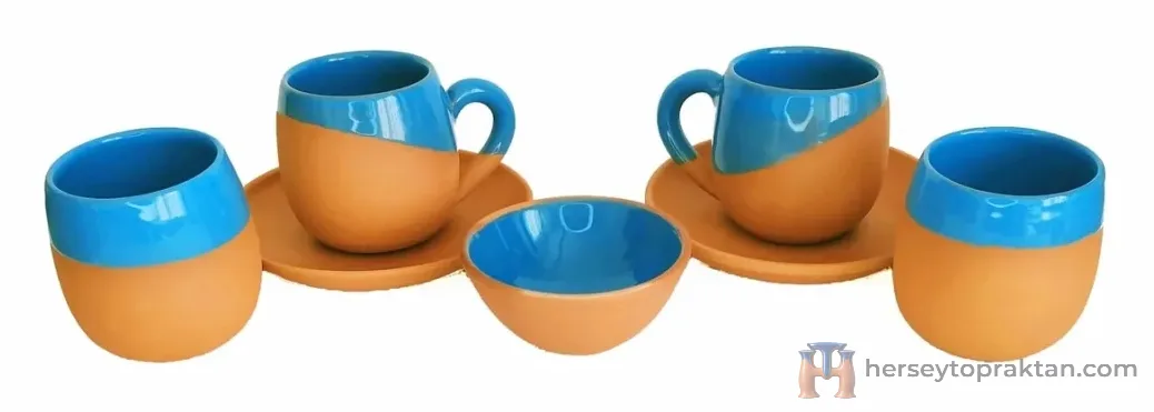Toprak Kahve Fincan Takımı 5'lü Set