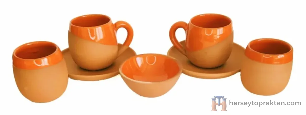 Toprak Kahve Fincan Takımı 5'lü Set