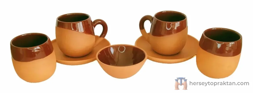 Toprak Kahve Fincan Takımı 5'lü Set