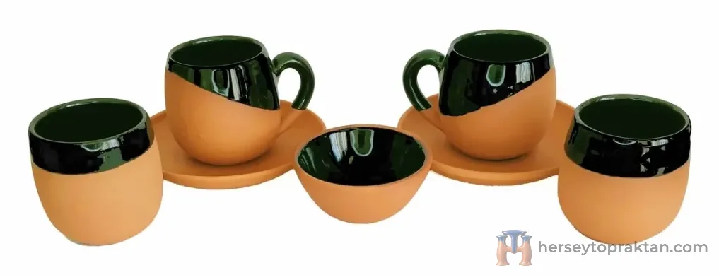 Toprak Kahve Fincan Takımı 5'lü Set