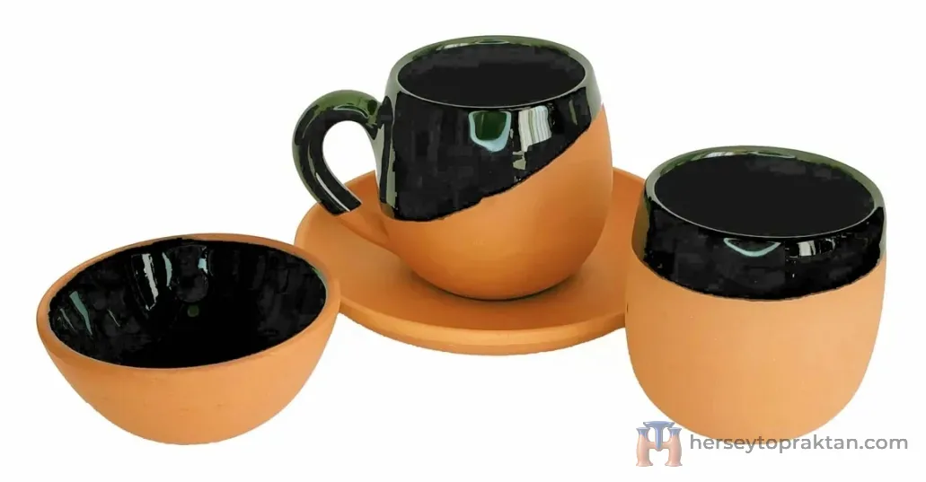 Toprak Kahve Fincan Takımı 3'lü Set