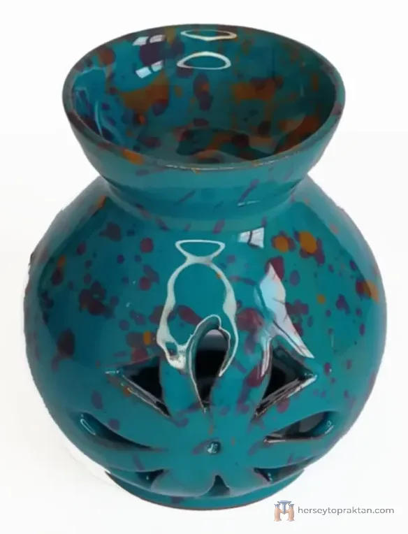 Lotus Motifli Toprak Buhurdanlık