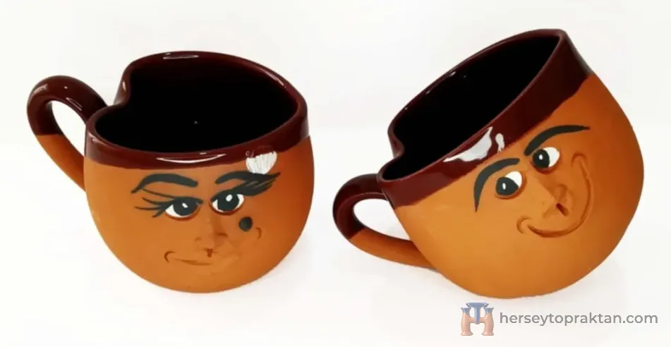 Emojili Toprak Kalpli Kupa Bardak