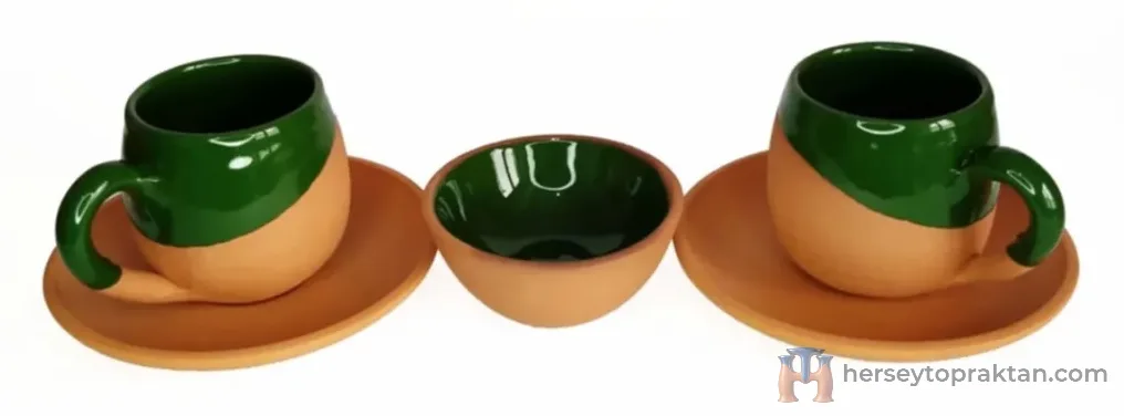 Yeşil Toprak Fincan 3'lü Set