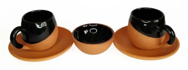 Siyah Toprak Fincan 3lü Set