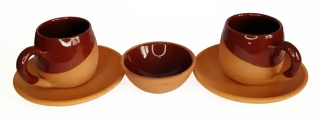 Kahverengi El Yapımı Toprak Fincan 3'lü Set