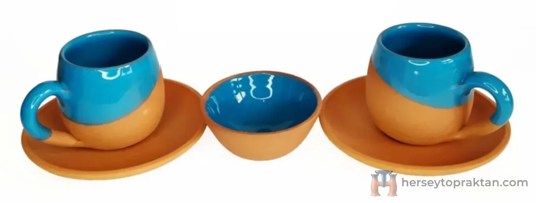 Mavi Toprak Fincan 3'lü Set