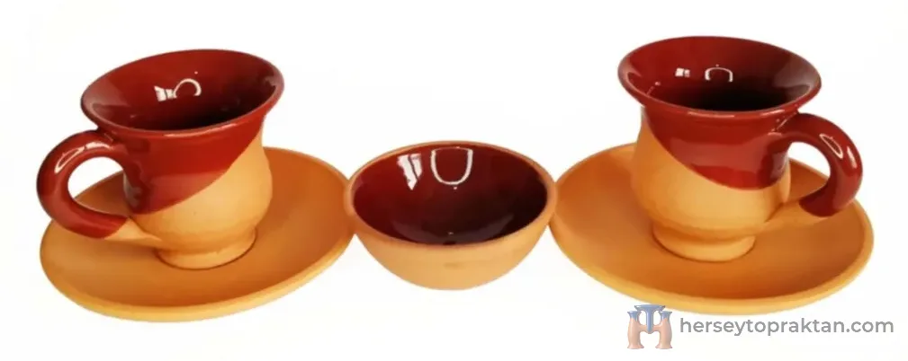 Toprak Fincan 3 Lü Set Kahverengi