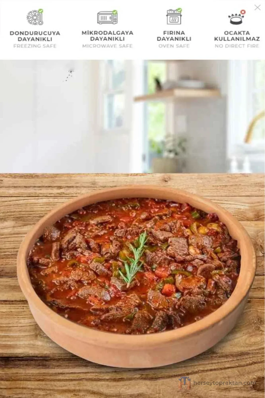 Taş Fırın Uyumlu-yuvarlak Güveç Kabı Çömlek Tava