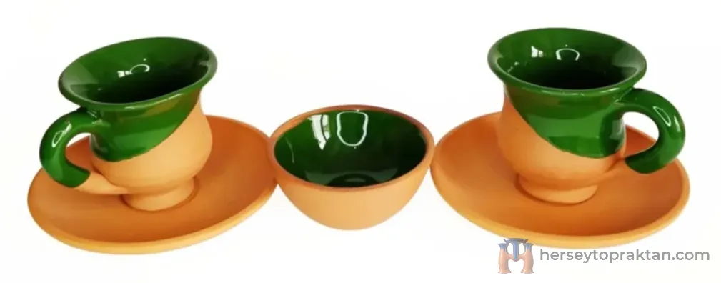 Toprak Kahve Fincanı 3 Lü Set Yeşil