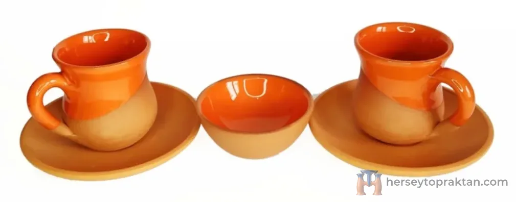 Toprak Kahve Fincanı 3 Lü Set