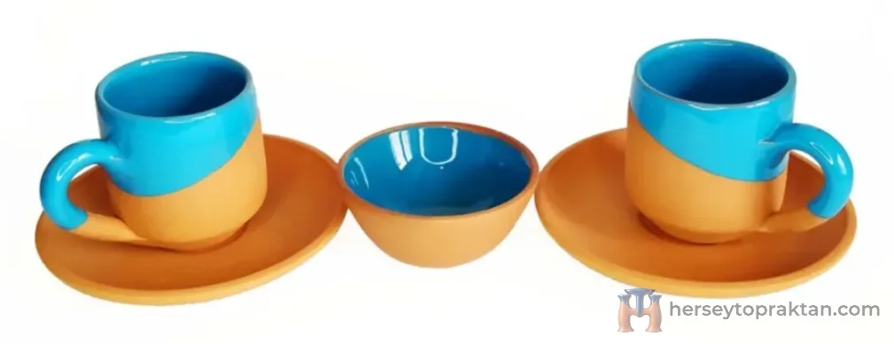 Toprak Kahve Fincanı 3 Lü Set (EL YAPIMI)