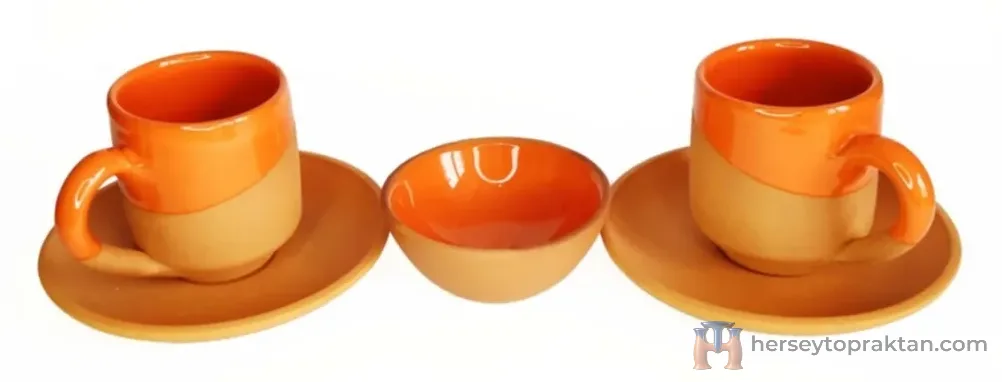 Toprak Kahve Fincanı 3 Lü Set