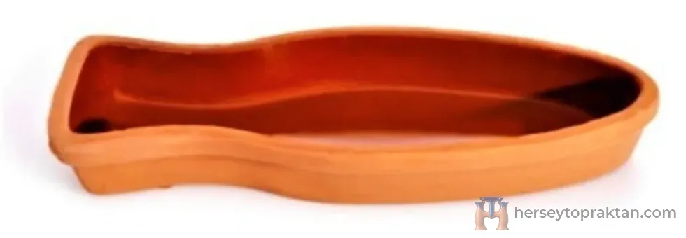 Toprak içi sırlı oval güveç, balık tavası, 2 adet, büyük boy (29cm)