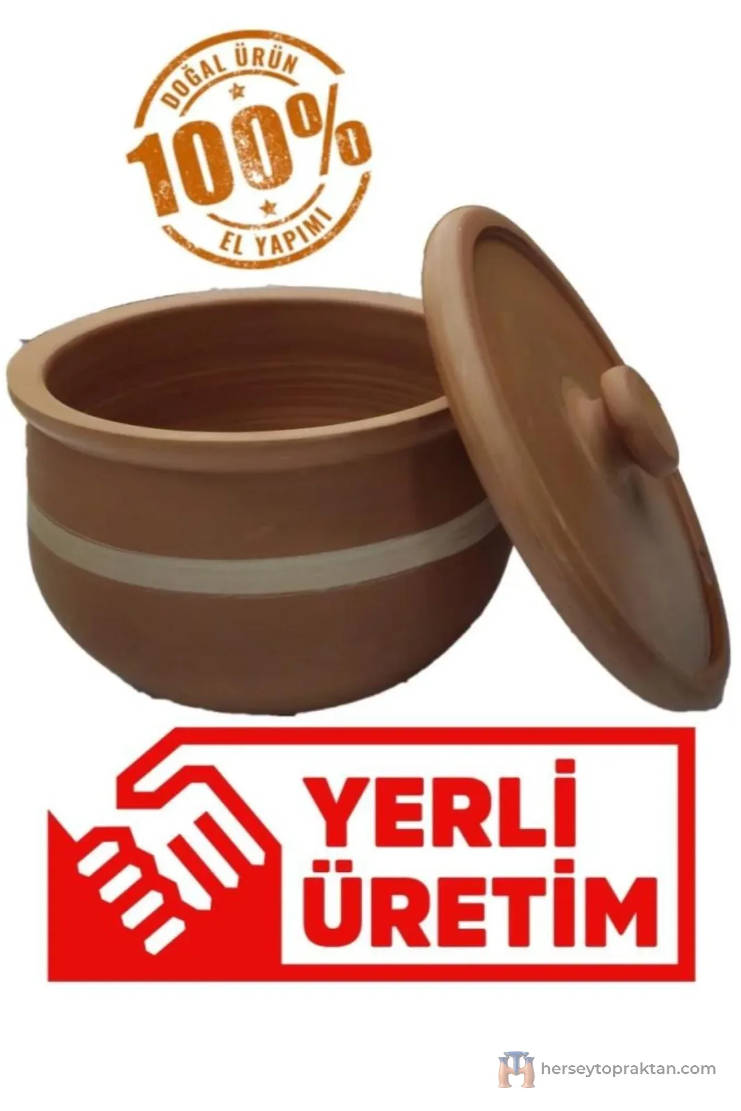 Toprak El Yapımı 3Kg Yoğurtluk Kahverengi / %100 Doğal Bcguxy012