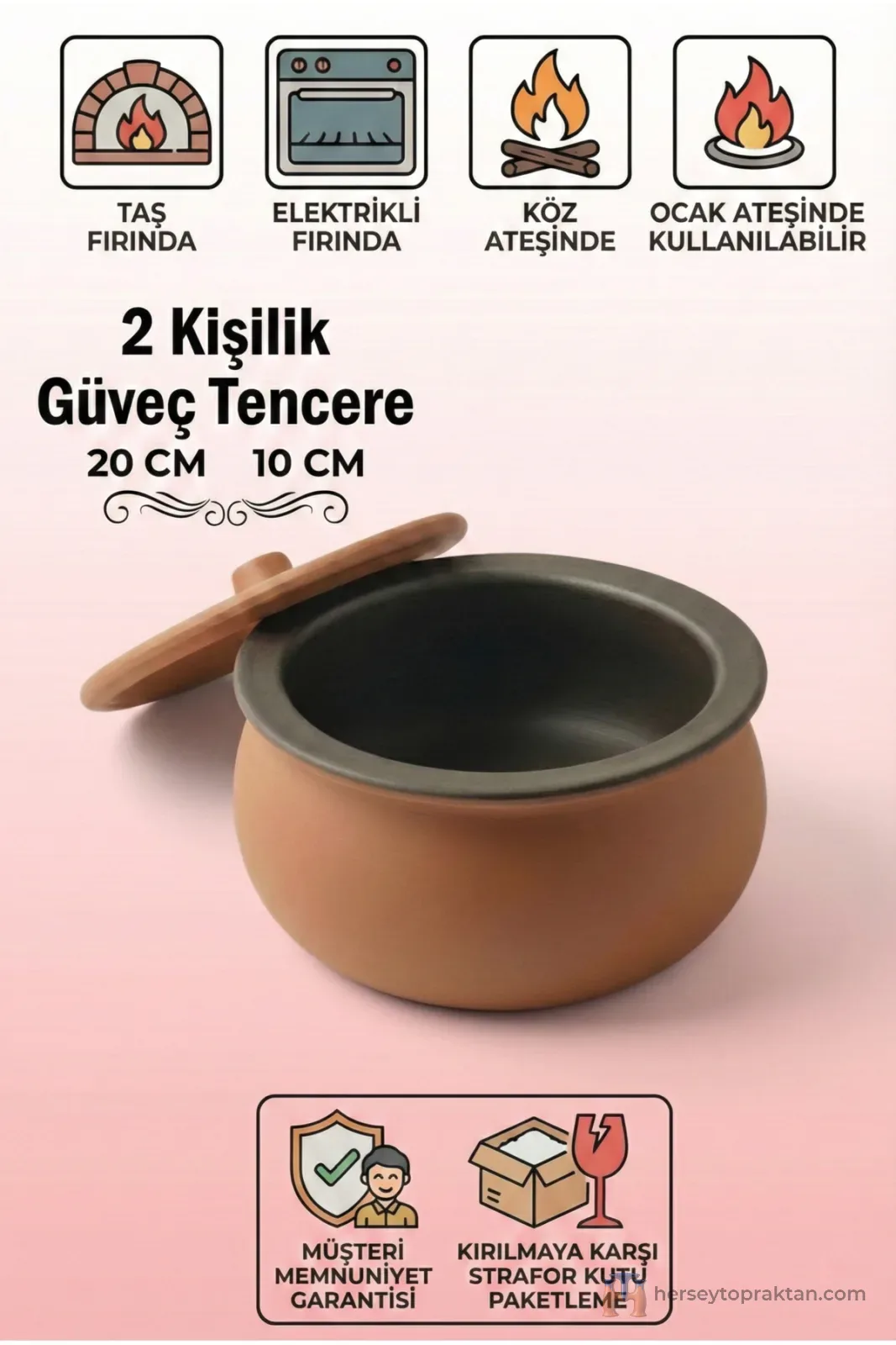 Toprak Güveç Mini Boy 2 Kişilik Güveç Kapağı Hediyeli