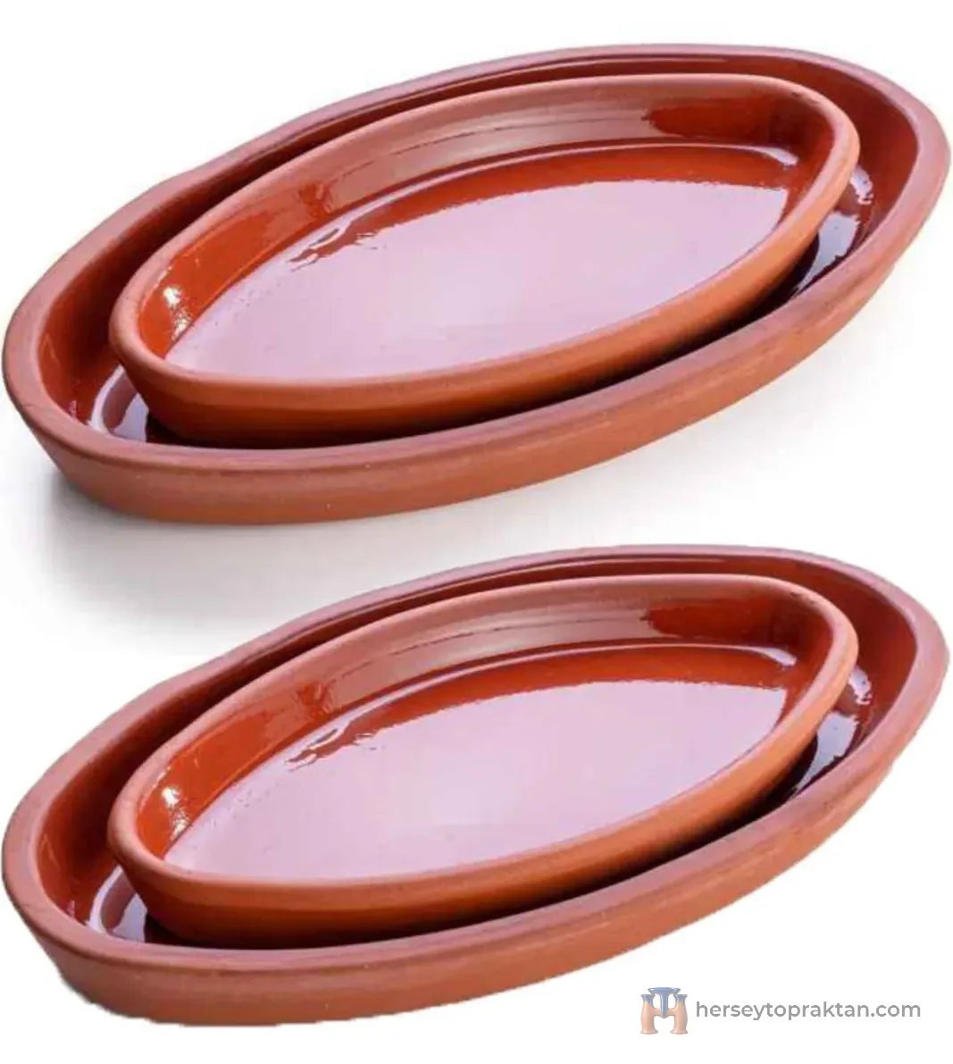 Güveç Balık Tava Seti - Oval Tava Standart ve Büyük Boy 4 Parça