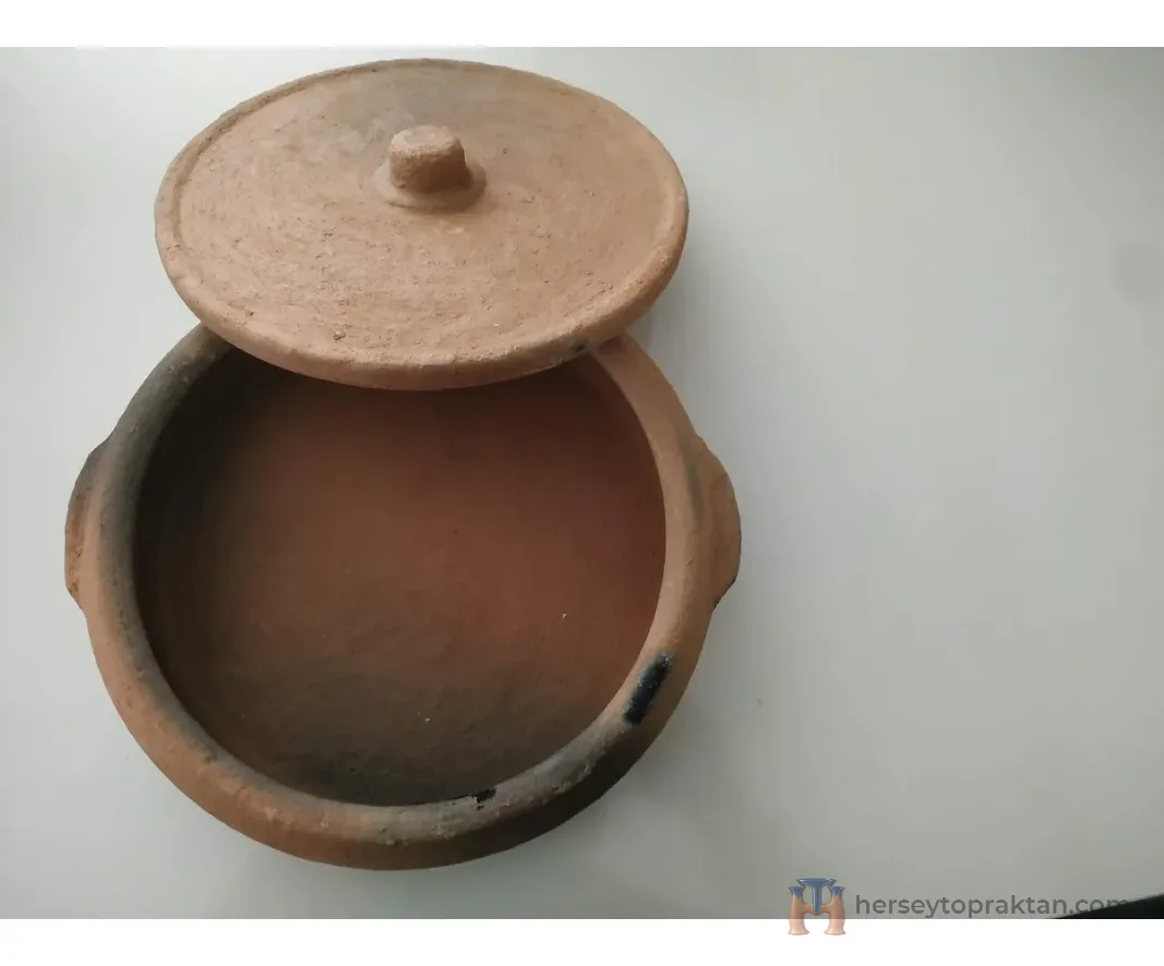 Toprak güveç saç 28.30 cm kapaklı özel üretim