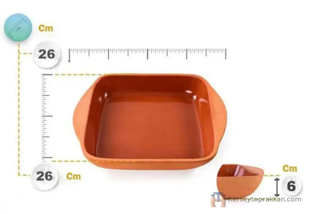 Toprak Sırlı Kare Güveç Tepsi 26 Cm 4 Kişilik