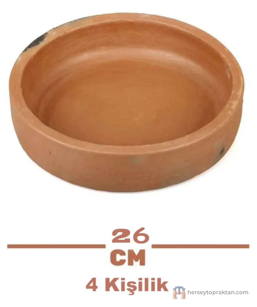 Toprak El Yapımı Güveç Küçük Boy Derin Saç Tava 26 Cm 4 Kişilik